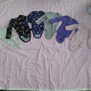 6 Long Sleeve Newborn Girls Onesies